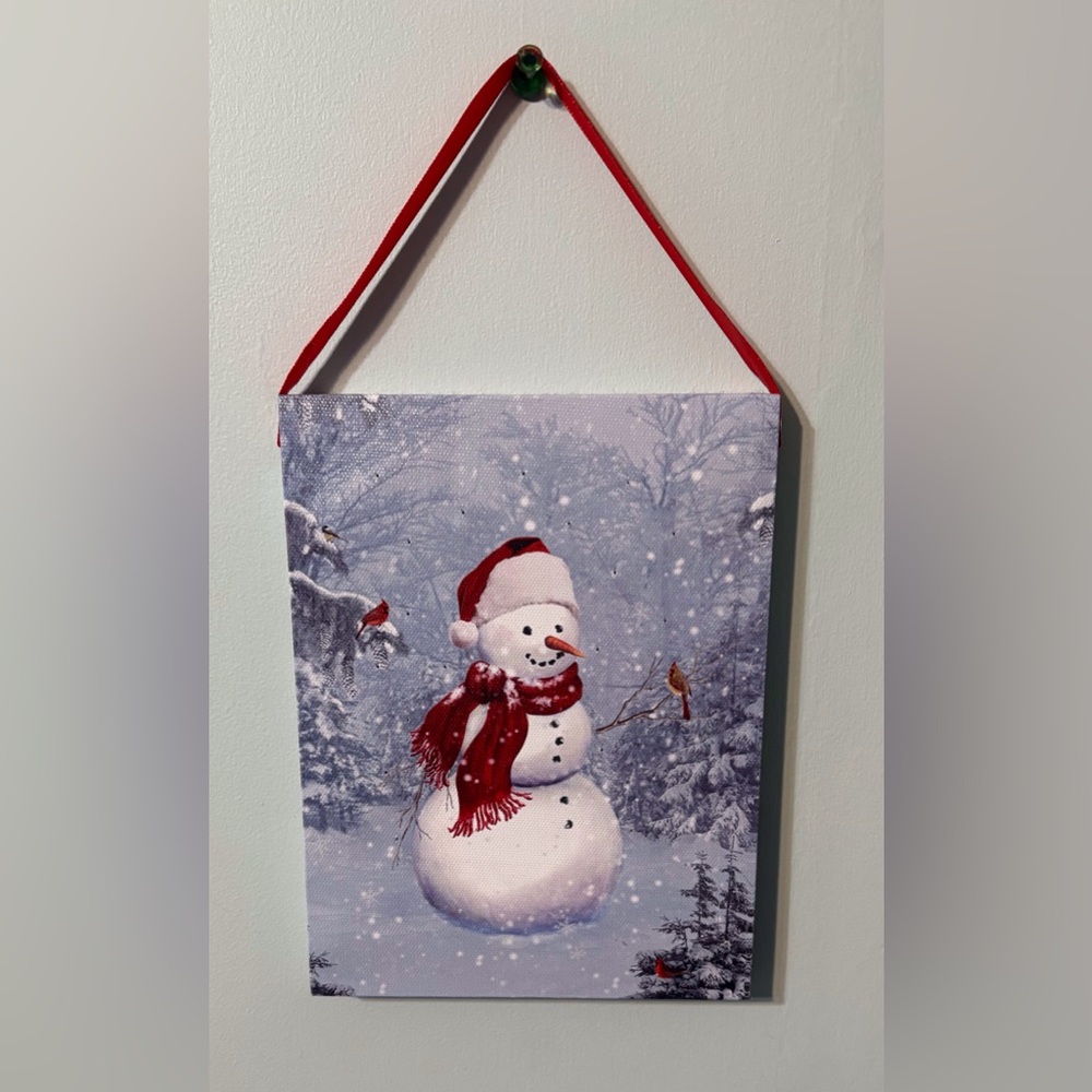 Light Up LED Festive Red and Blue Holiday Decor Snowman